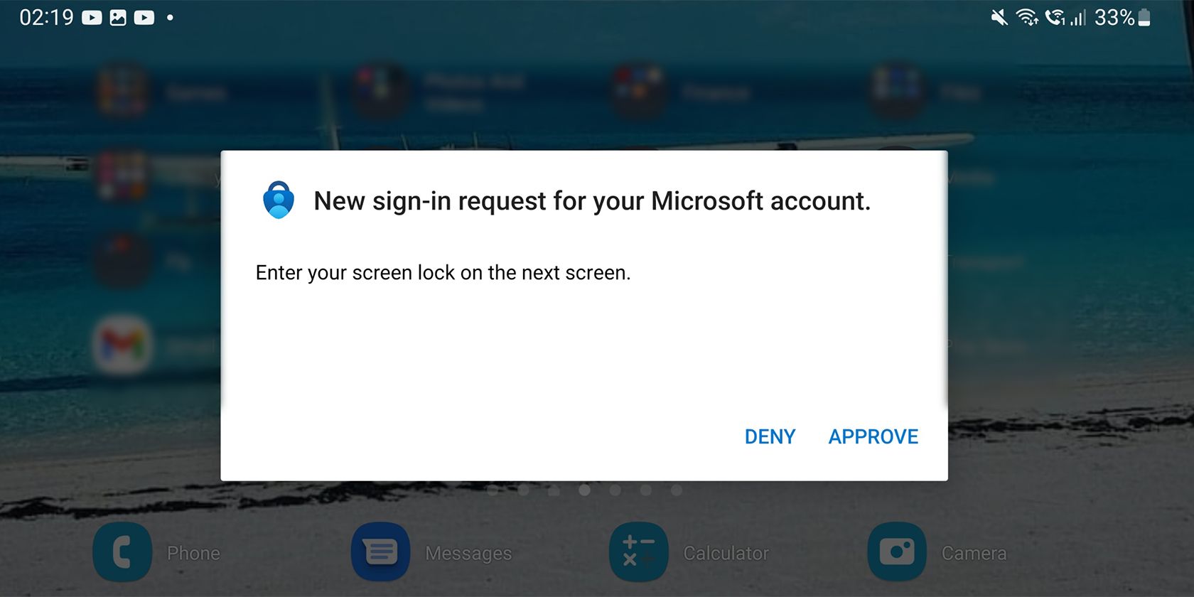 Approving sign-in request for a Microsoft account on Android