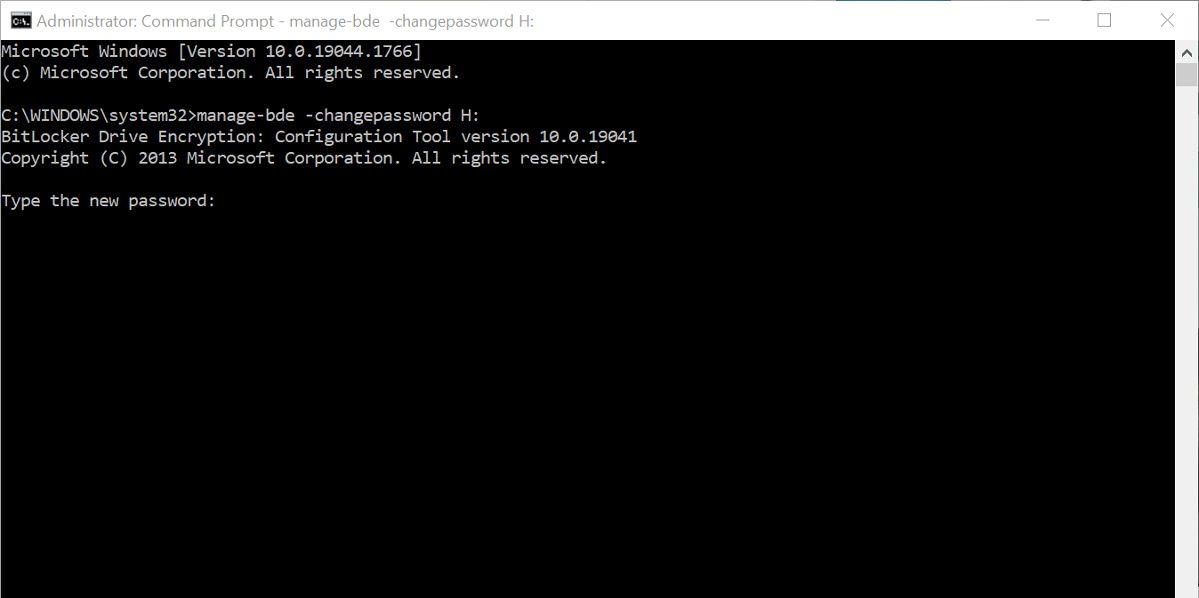 Changing Bitlocker password in Command Prompt