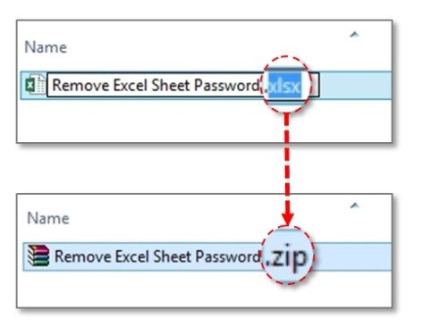 change extension from xls to zip