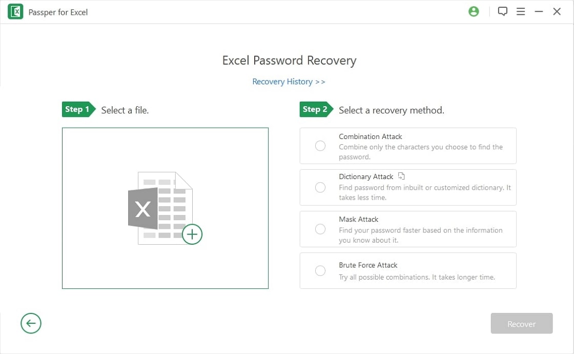 add excel file and choose attack mode