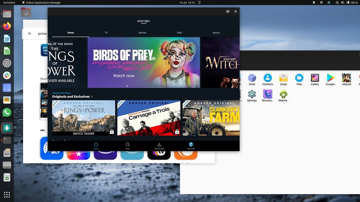 Amazon Prime video running on Linux in Anbox