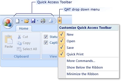 quick access toolbar