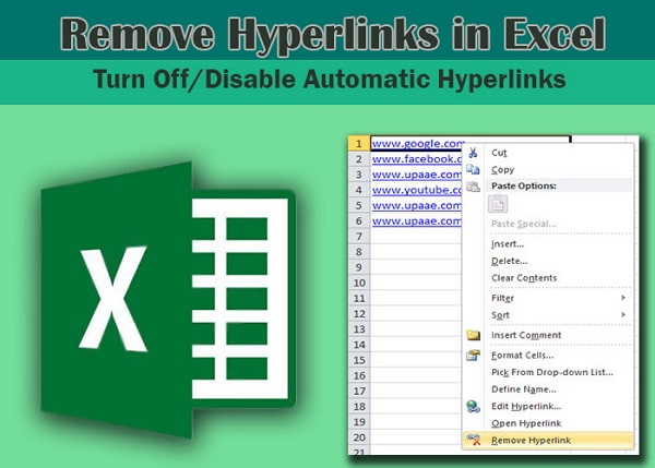 remove hyperlinks in excel