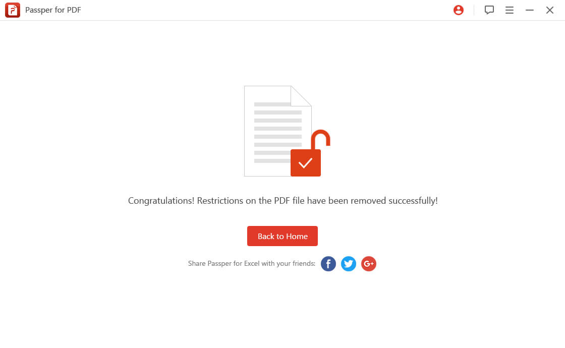 remove permissions password of PDF