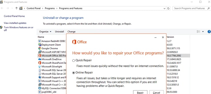 repair microsoft office