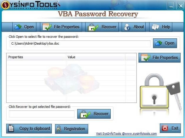 sysinfo vba password recovery