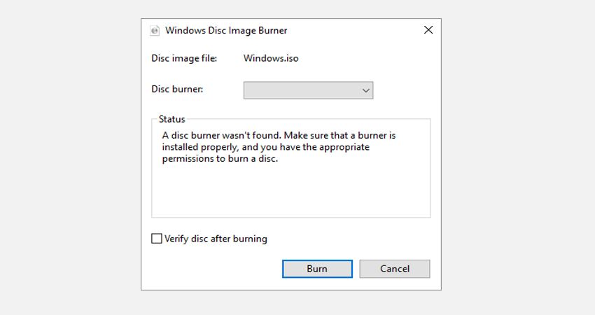 Windows Disc Image Burner