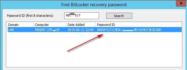 find bitlocker recovery key from printed copy