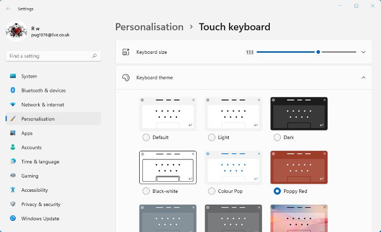 Choosing a new theme for handwriting tool