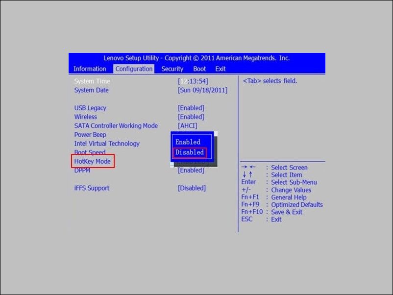 Hotkey mode что это в биосе lenovo