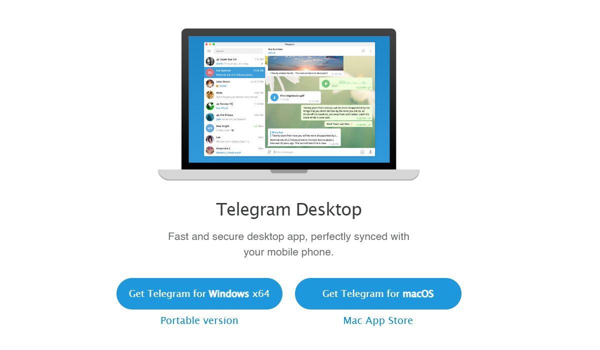 Screenshot of Telegram\'s download page