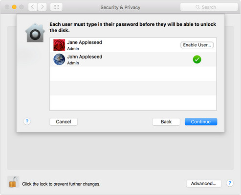 Turn on FileVault