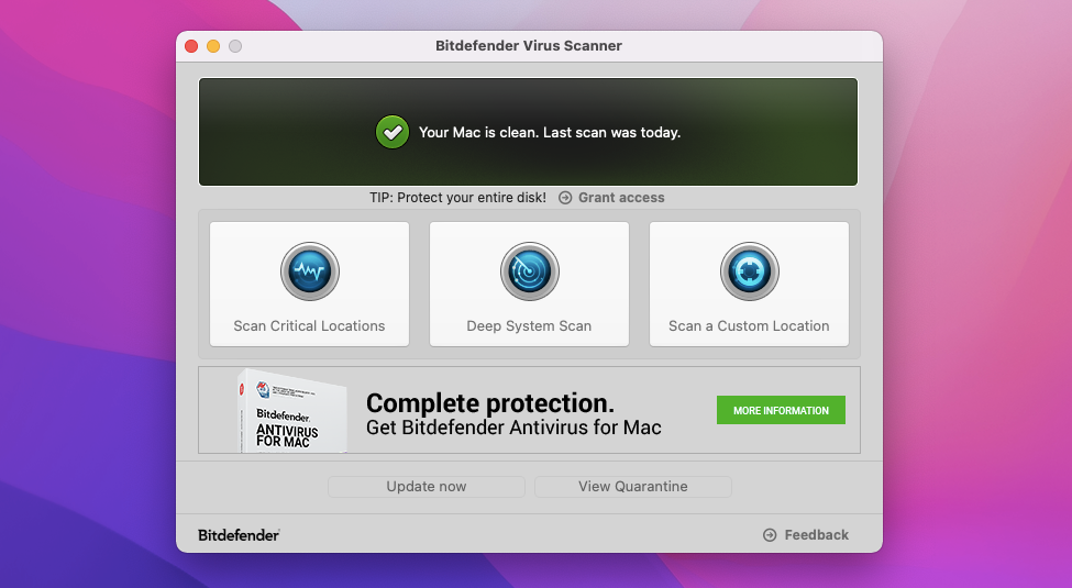 Bitdefender Virus Scanner.