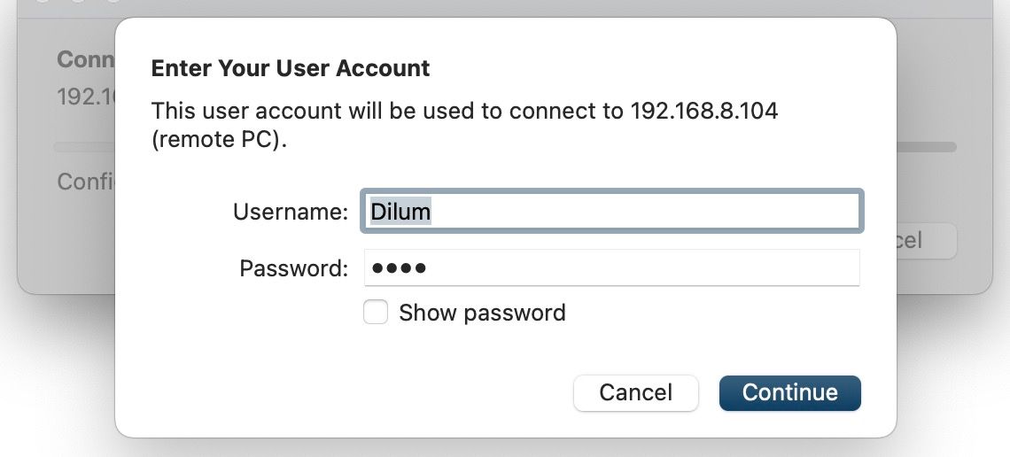 Signing into Windows user account remotely.