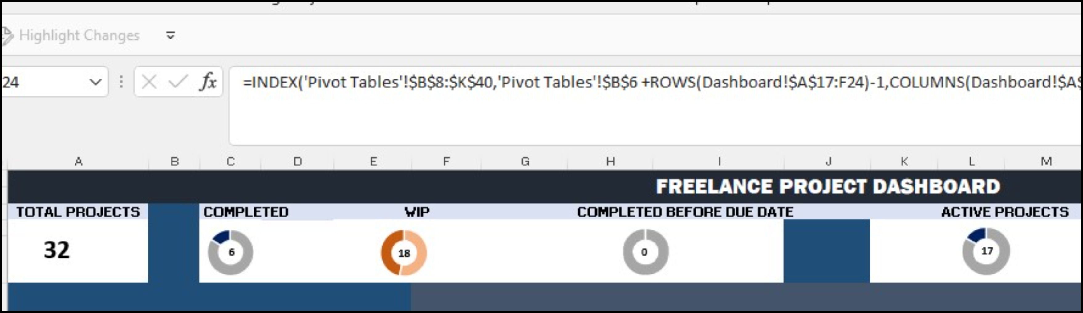 Creating a project dashboard in Excel