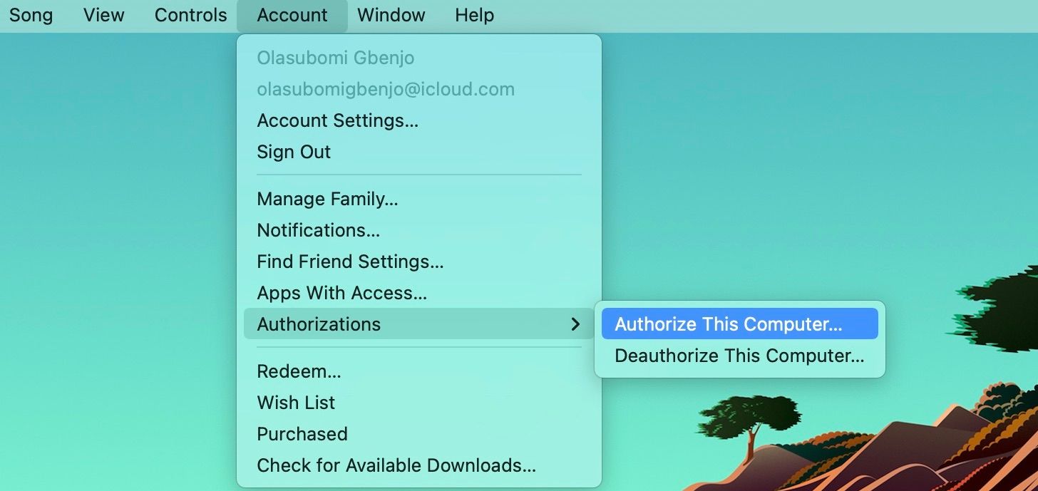 Authorizing Mac to Play Songs on Apple Music