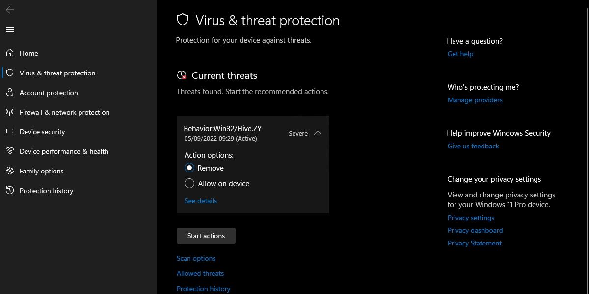 Behavior Win32 threat allow remove