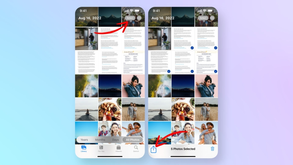 Convert and combine pictures to PDF on iPhone using the Print Options