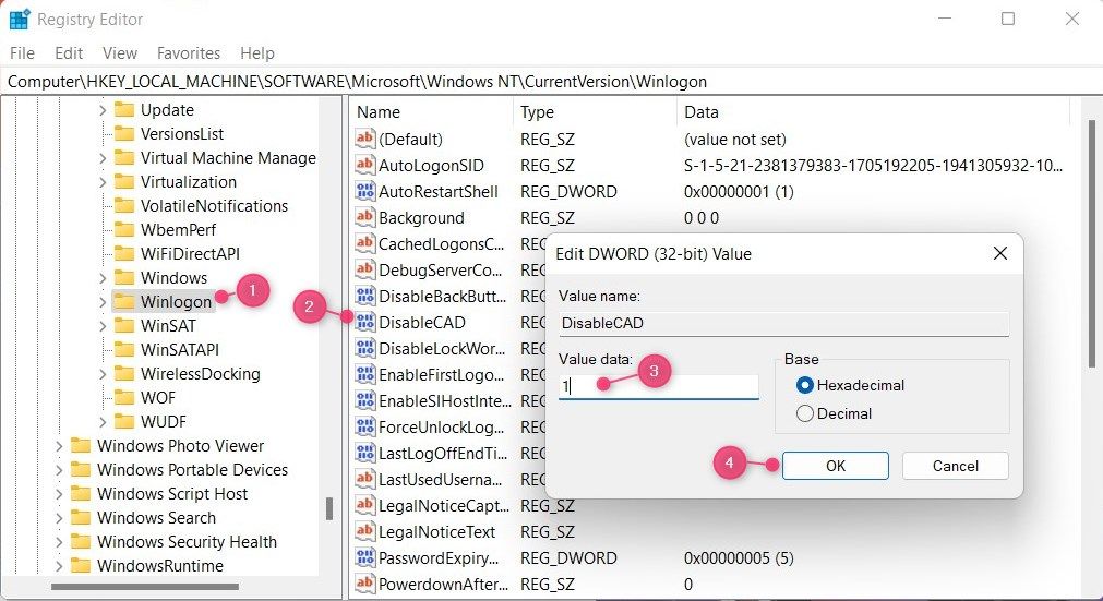 Disable Secure Login Using Registry Editor