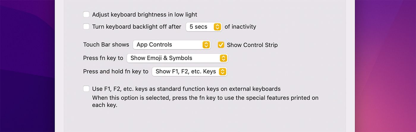 Enabling Control Strip on a Mac