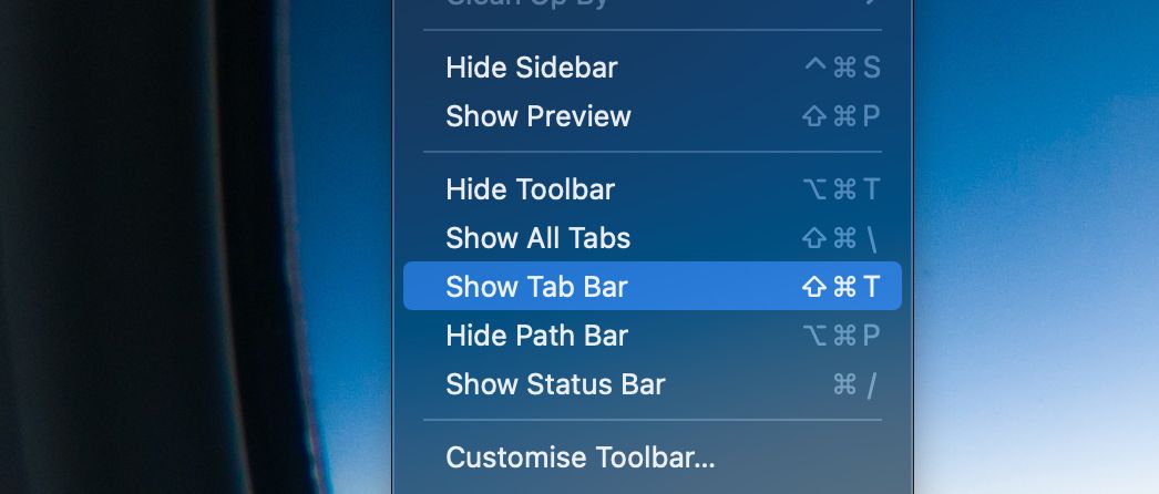 Show Tab Bar in Finder