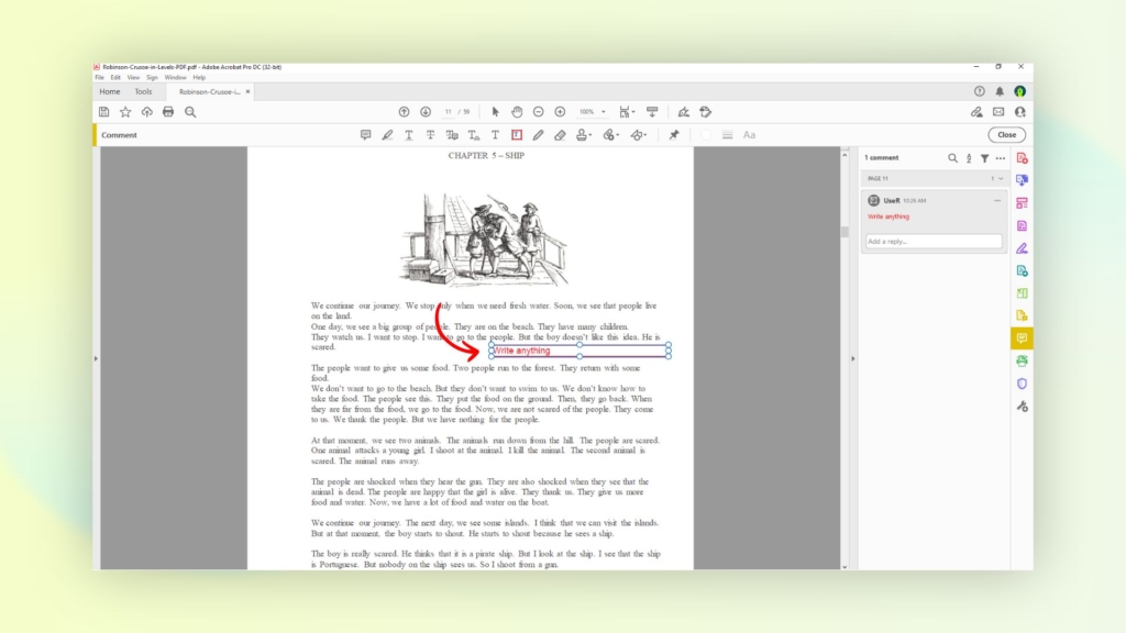 How to annotate a text PDF using Adobe Reader