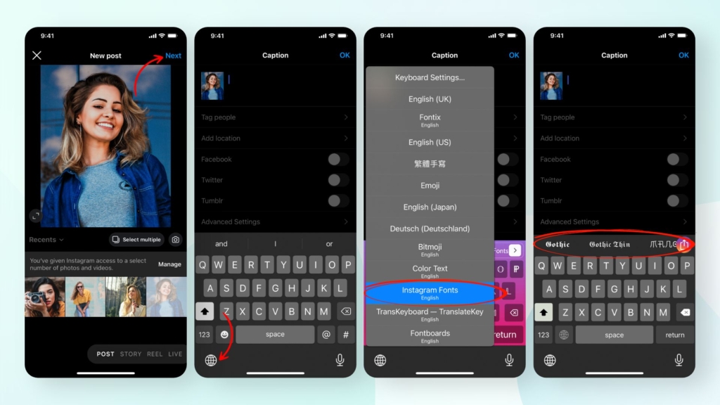 How to change fonts on Instagram using Fonts for Instagram Keyboard