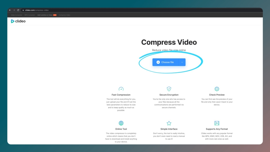 How to compress a video file on Mac utilizing third-party apps like Clideo