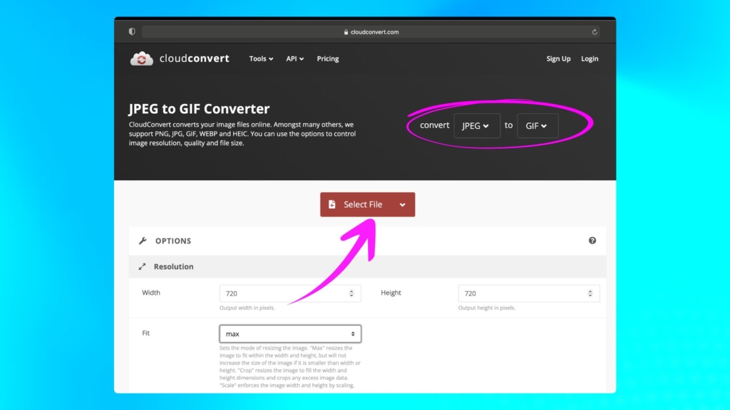 How to convert videos to GIF using cloud convert