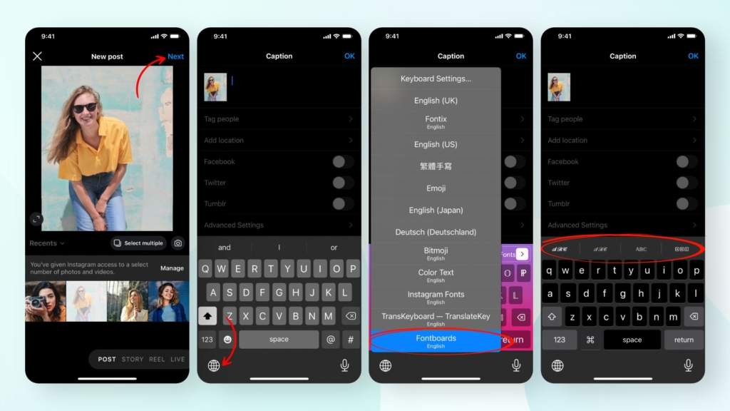 How to use different fonts on Instagram with Instagram Keyboard 