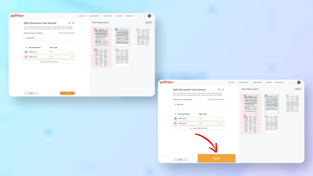 Let’s see how to split a PDF on Mac swiftly utilizing pdfFiller 02