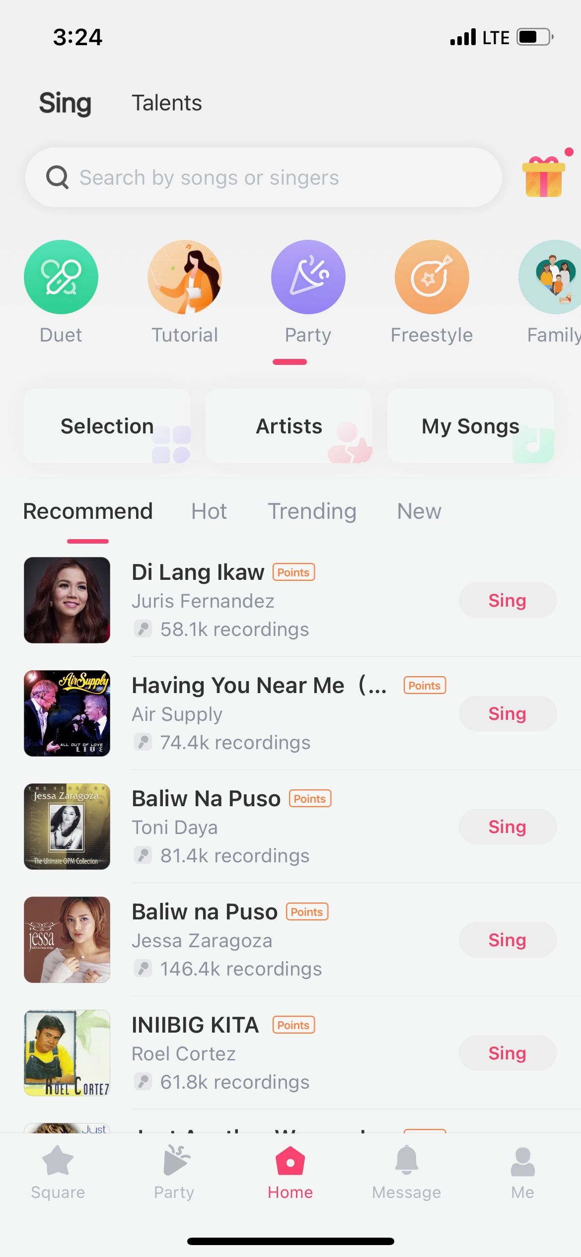 StarMaker list of songs on iPhone