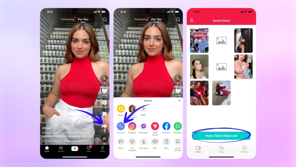 Steps on how to repost a TikTok video on Instagram with SaveTox