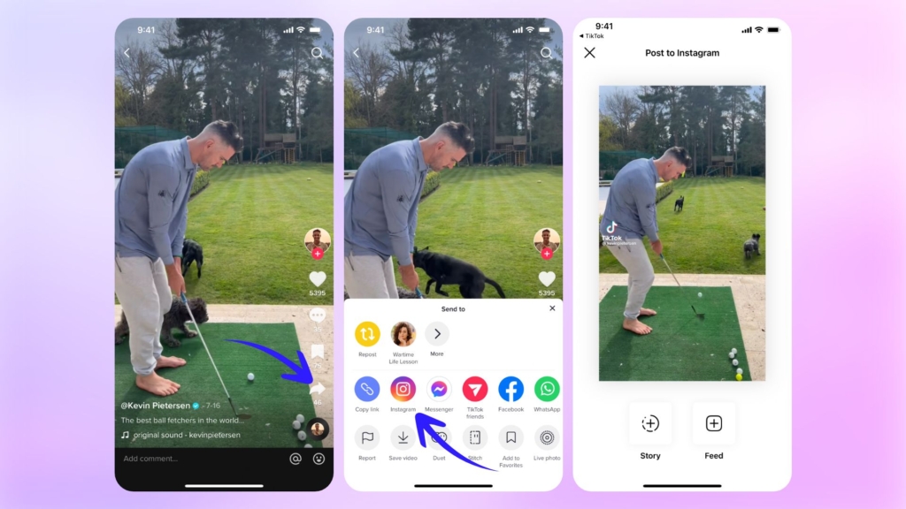 Steps on how to repost a TikTok video to Instagram directly