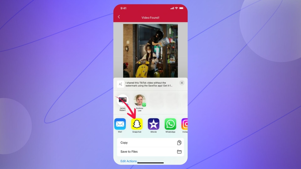 Steps on how to share a TikTok video on Snapchat with SaveTox 05