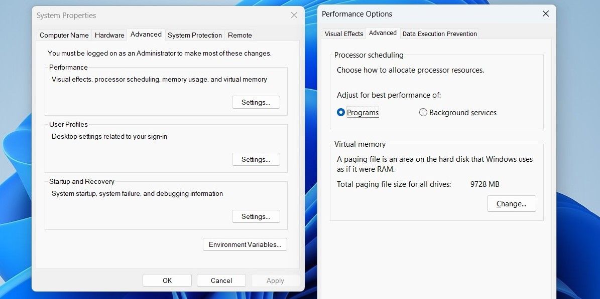 System Properties Window