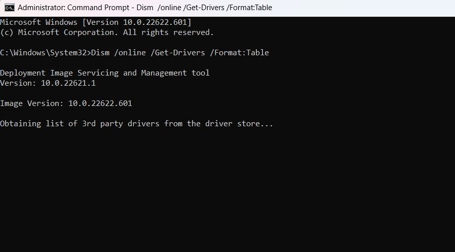 View installed drivers command in Command Prompt