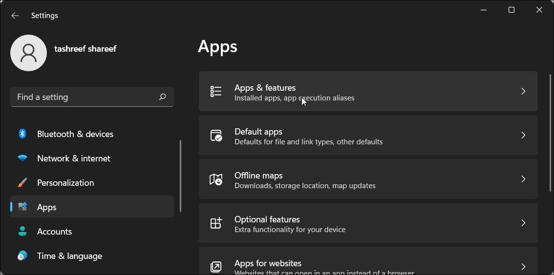 Windows 11 settings apps and features