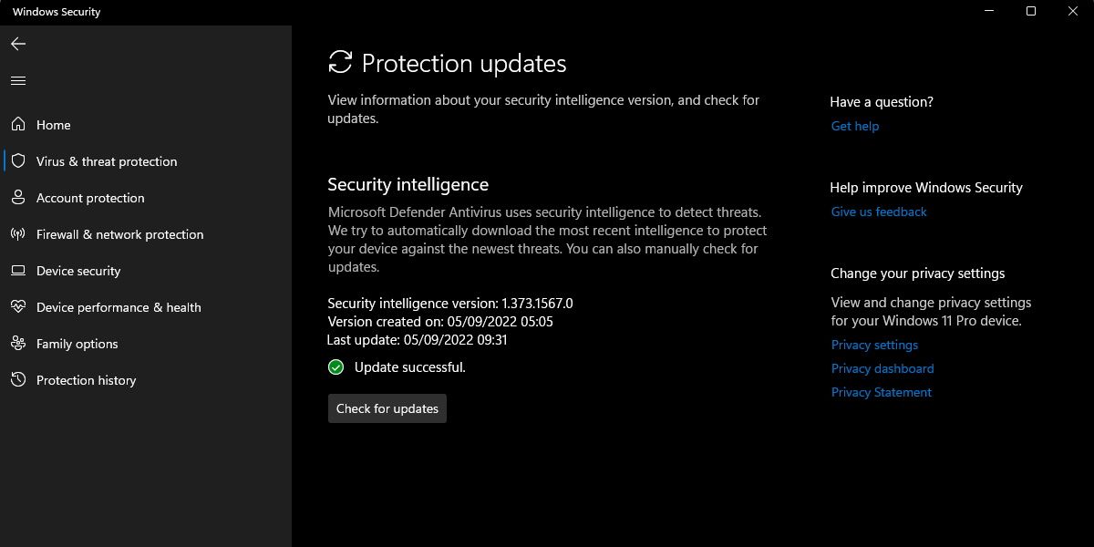 Windows Defender check update complete