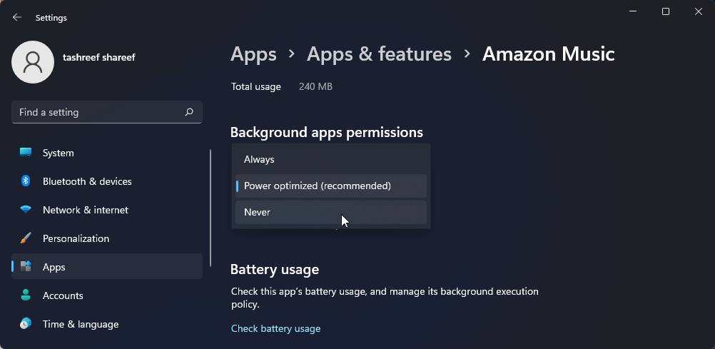 background app permission never