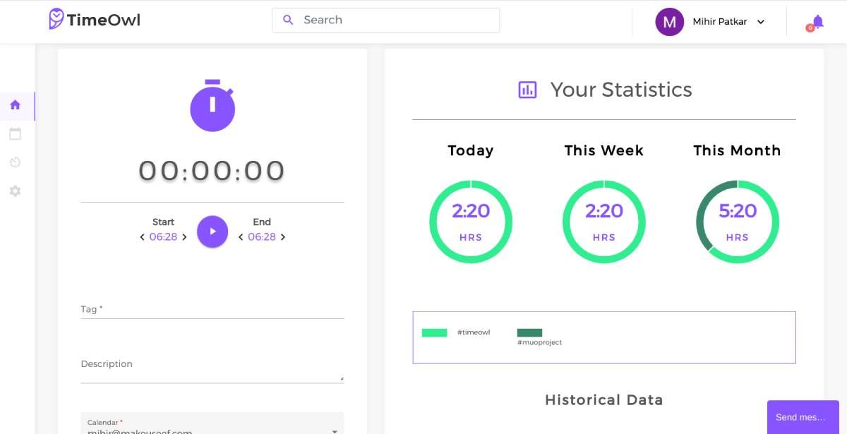 TimeOwl creates time-tracking reports based on entries in your Google Calendar