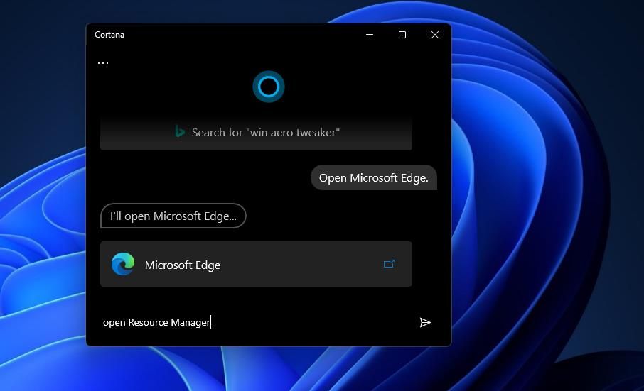 The Cortana app 