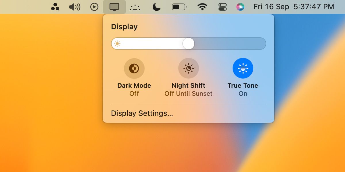 Displays from Menu Bar