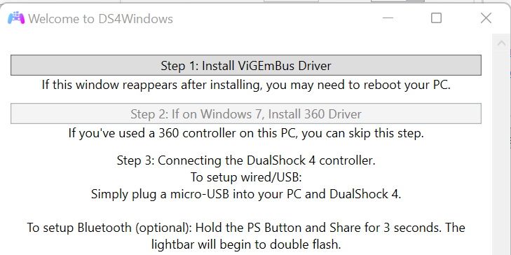 Step by step installation instructions for DS4Windows