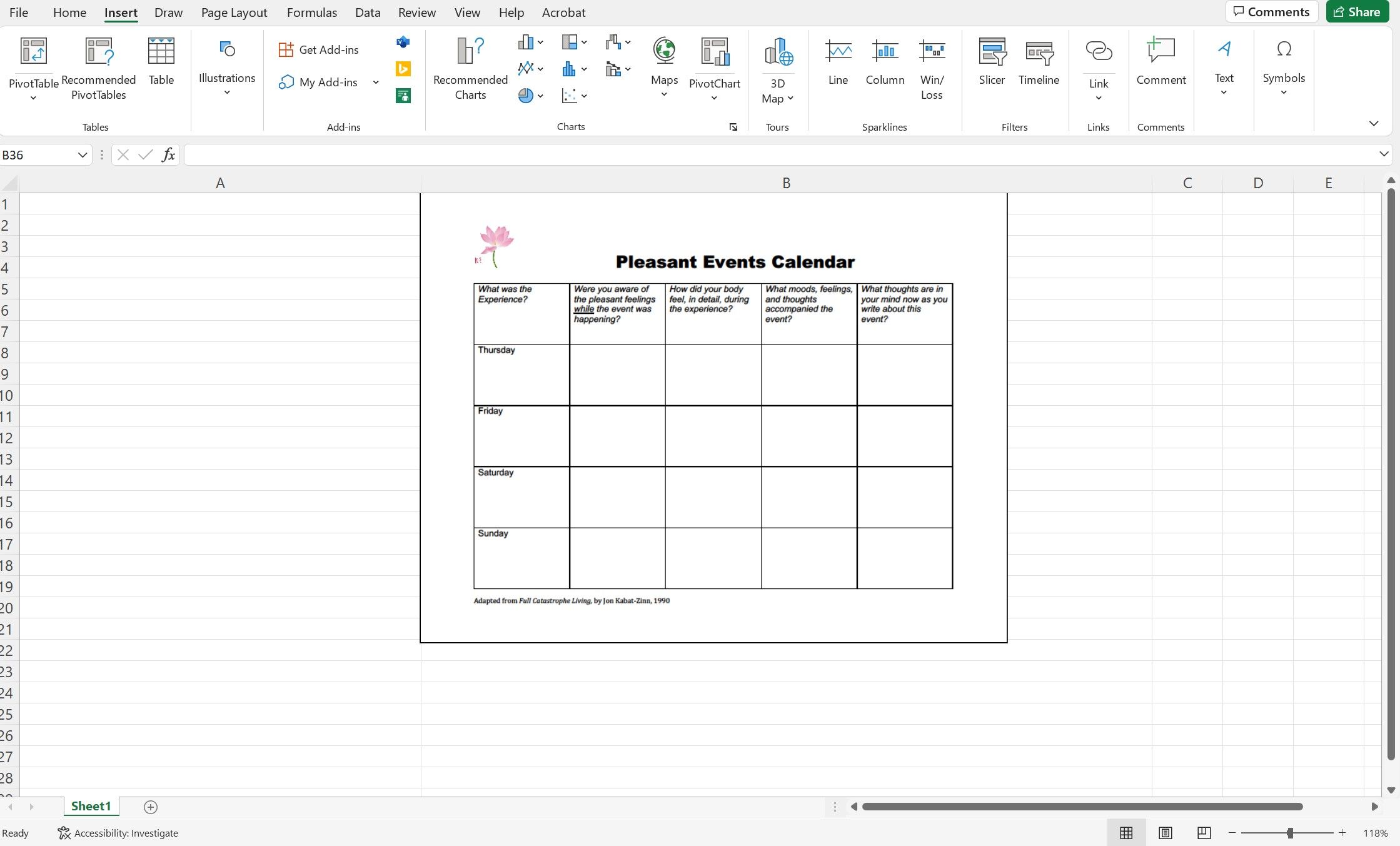 The move but don\'t size option for PDFs in Excel