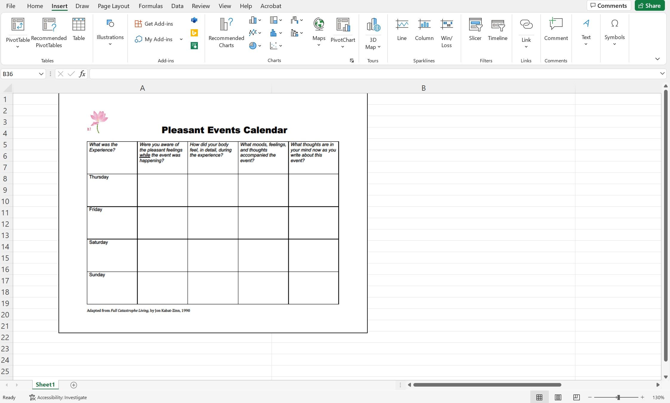 The don\'t move or size option for PDFs in Excel