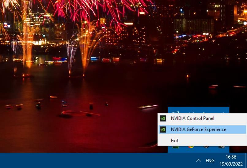 The NVIDIA GeForce Experience context menu option