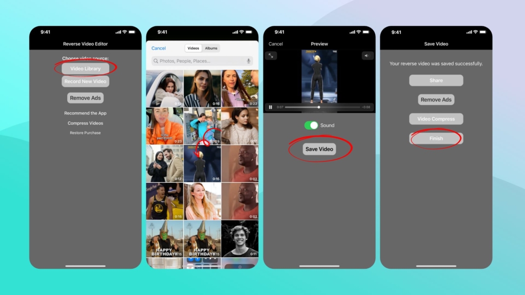 how to play videos in reverse on iPhone