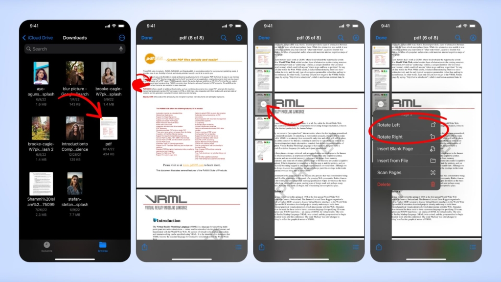 how to rotate a PDF file on iPhone