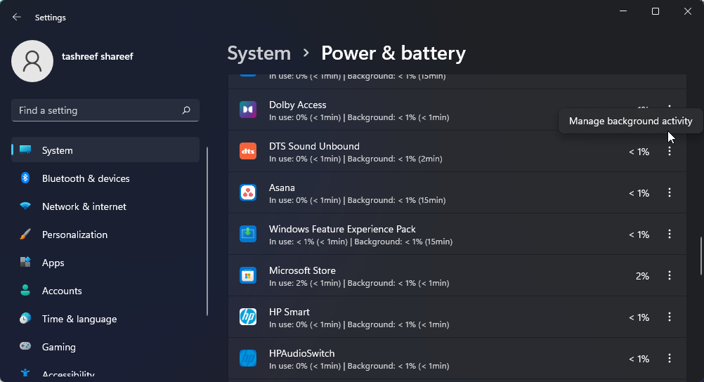 manage background activity